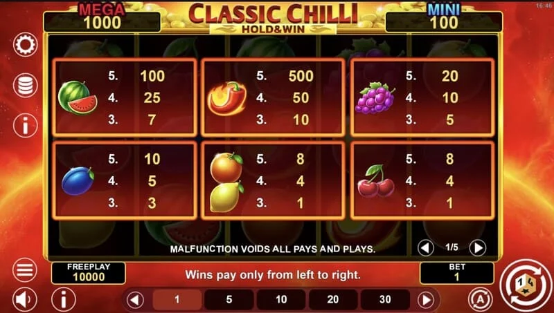 Classic Chilli Hold & Win - ბონუს მონეტები ველზე
