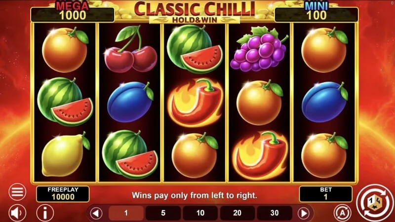 Classic Chilli Hold & Win - 5×3 რგოლი წიწაკის სიმბოლოებით